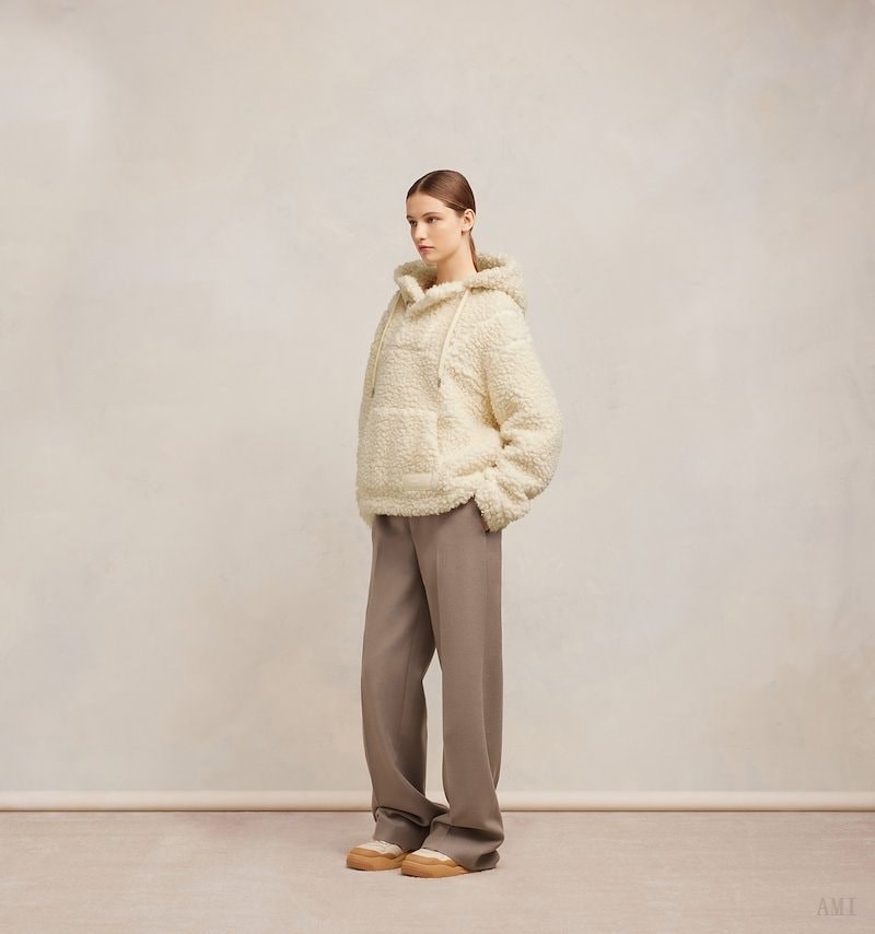 Ami Paris Encapuchonné Jacket Blanche Femme | ISA-39880074