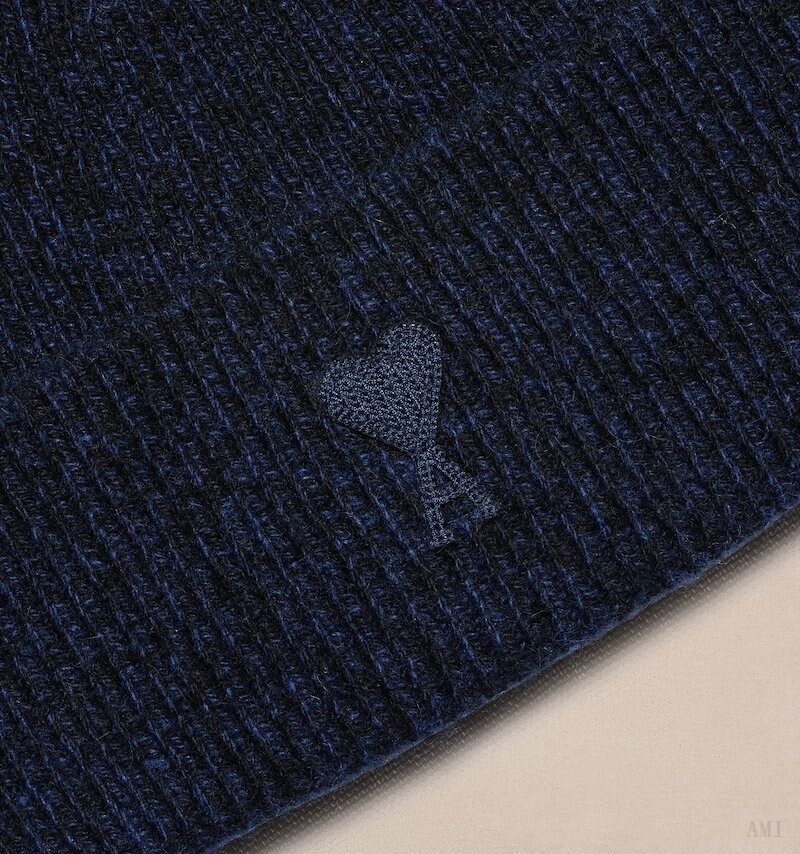 Ami Paris Tonal Ami De Coeur Beanie Bleu Femme | RZY-25458066
