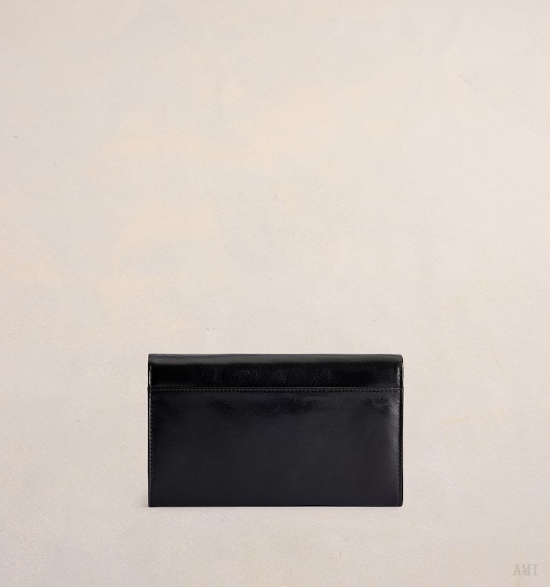 Ami Paris Voulez-Vous Continental Wallet Noir Femme | SSA-91798627